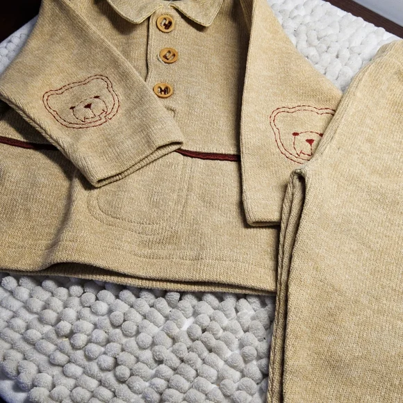 NWT Size 6 months Boya 2 piece Jacadi Tan and red Baby Outfit - Picture 3 of 10